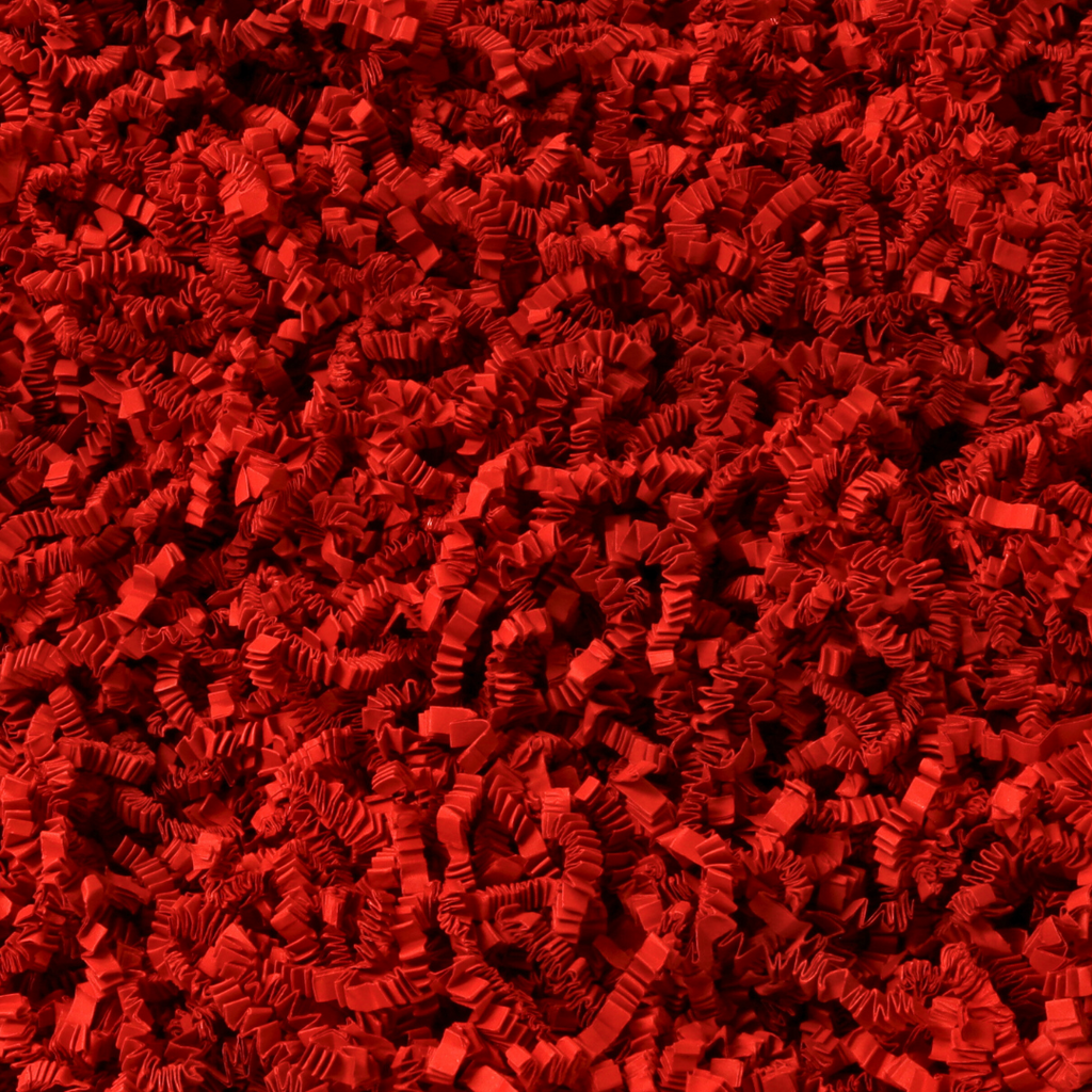 red crinkle paper shred filler