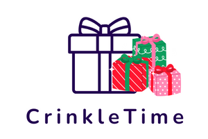 Logo of 'Crinkle Time' with gift boxes on a white background